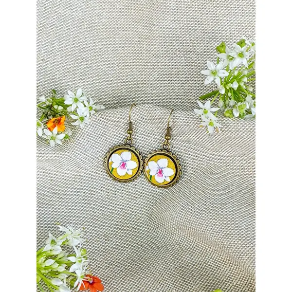 Boucles d'oreilles "fleur" en tissu 40mm