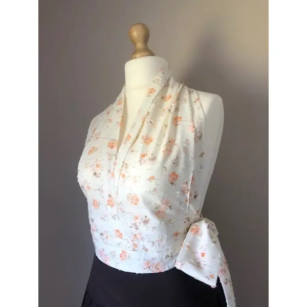 Top dos nu fleuri vanille & rose