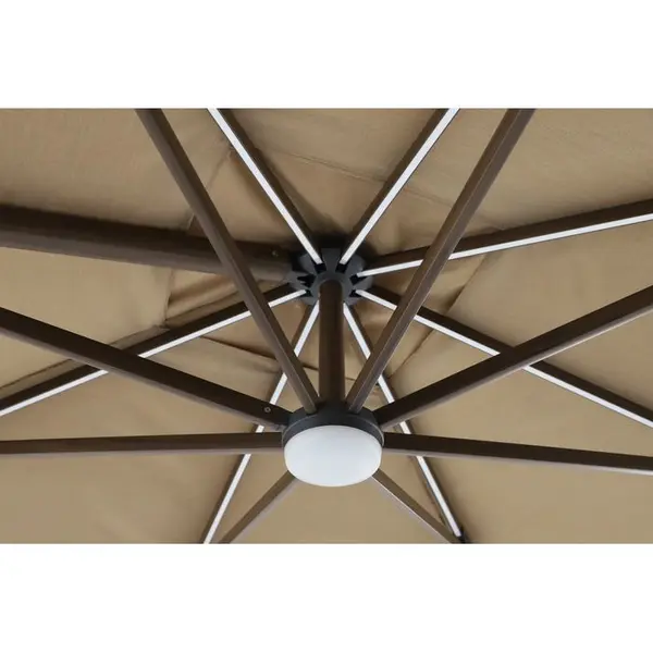 Parasol Oméga, coloris chêne foncé/taupe - L.300xl.300cm