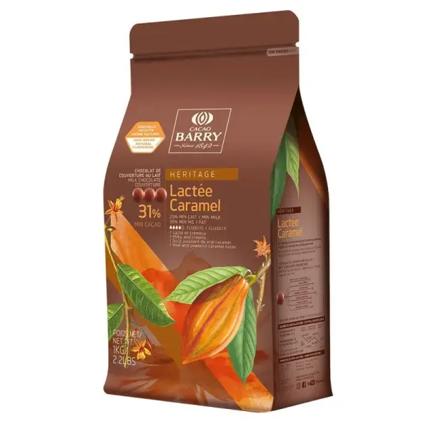 Chocolat de Couverture au Lait Lactée Caramel 31 % 1 kg - DDM 06/26