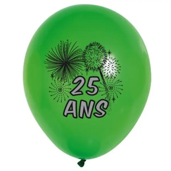 10 Ballons de Baudruche Multicolore Anniversaire 25 ans