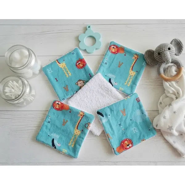 Boite de 6 lingettes lavables pour bébé coton et éponge