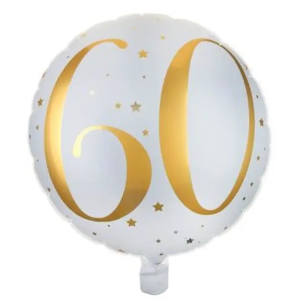 Ballon Anniversaire - Blanc et Or - 60 ans