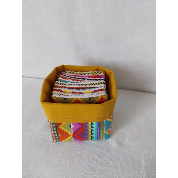 Panier et 10 lingettes lavables motifs aztèques