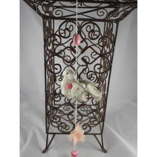 Suspension oiseau rose, beige et liberty