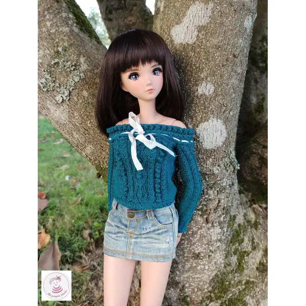 Pull tricoté main pour smart doll classique – vêtement artisanal en point fantaisie – modèle automne écossais