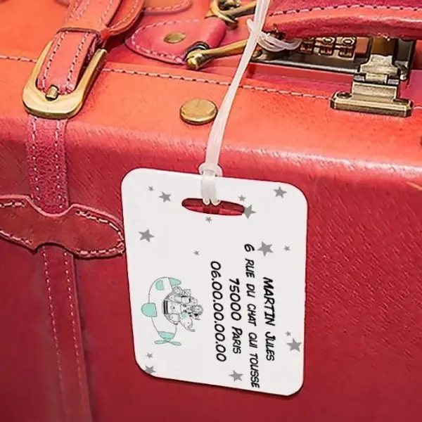 Etiquette à bagages Animaux avion dans les étoiles