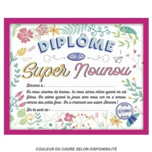 Cadre Diplôme Super Nounou