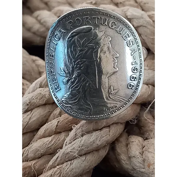 Bague pièce de monnaie 50 centavos portugal