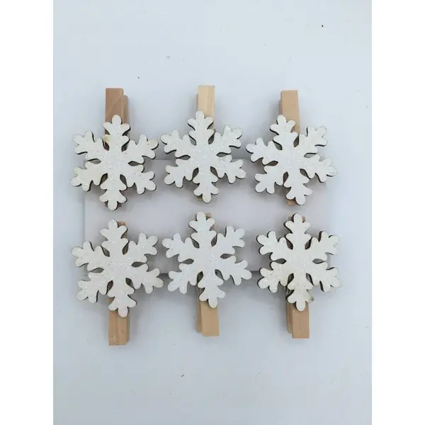 Lot de 6 pinces flocon blanc