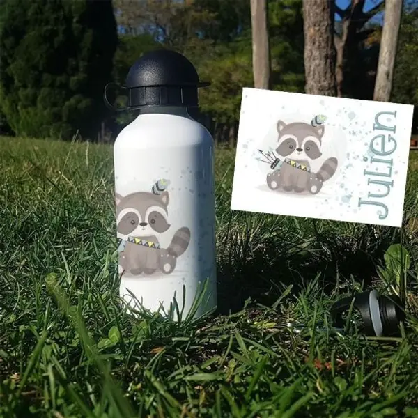 Gourde ou bouteille personnalisée pour enfant modèle Raton indien
