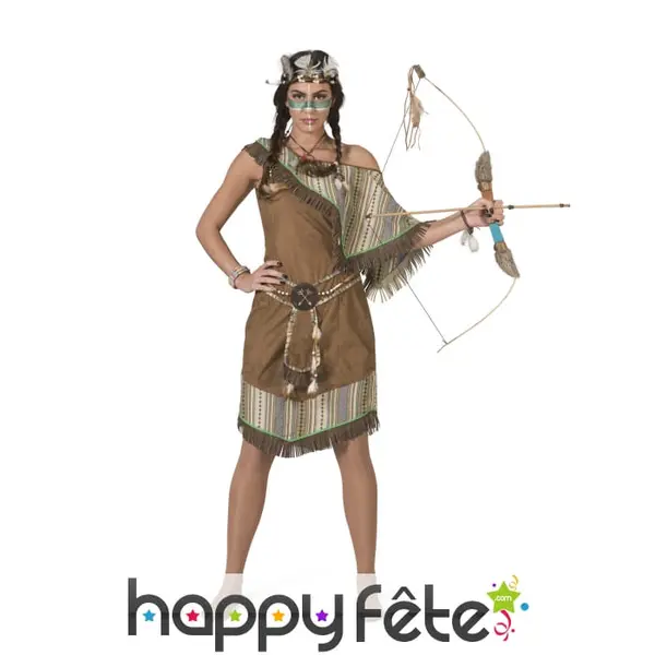 Robe d'indienne marron pour femme