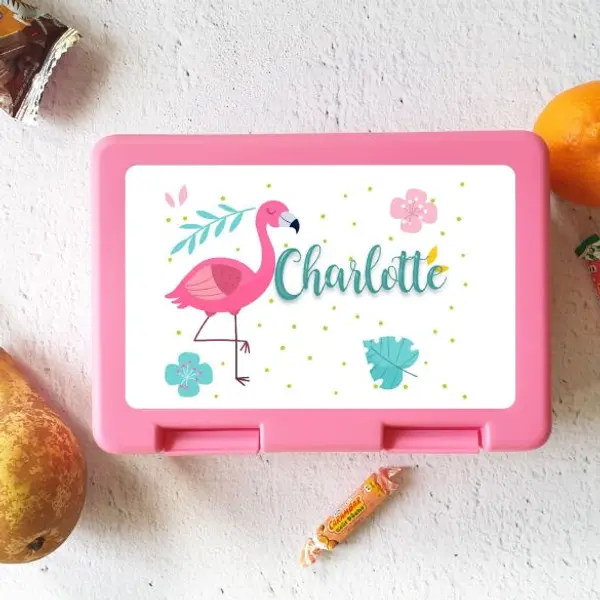 Boîte à goûter personnalisée Flamant rose