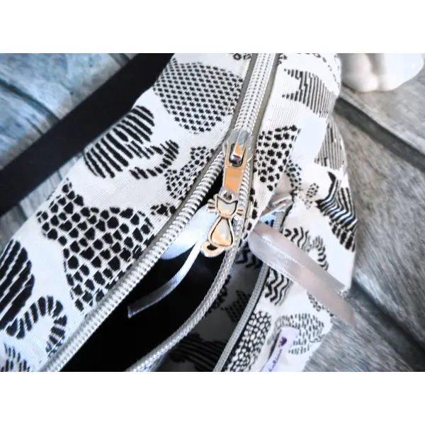 Sac banane pour homme ou femme, jacquard chats gris, sac bandoulière, cadeau femme homme, cadeau anniversaire fêtes
