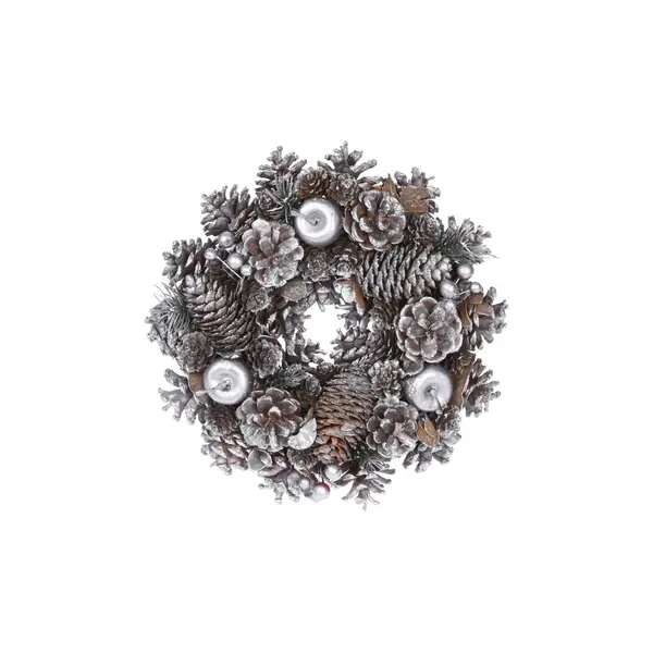 Couronne argentée en bois 26cm