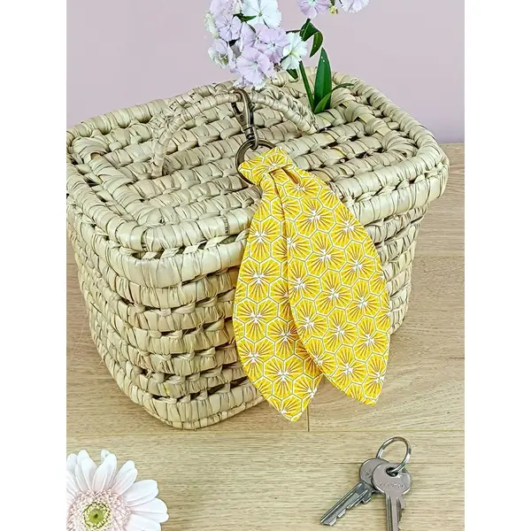 Porte-clé / bijou de sac en tissu "riad" jaune