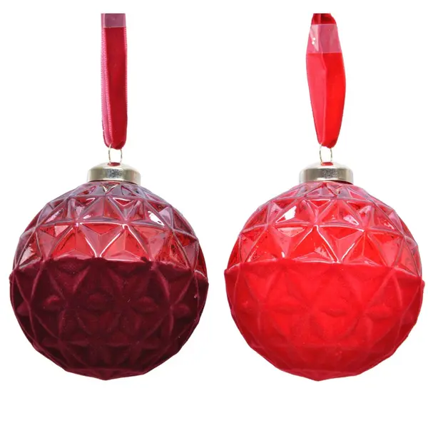 2x3 Boules triangles velours bordeaux et rouge