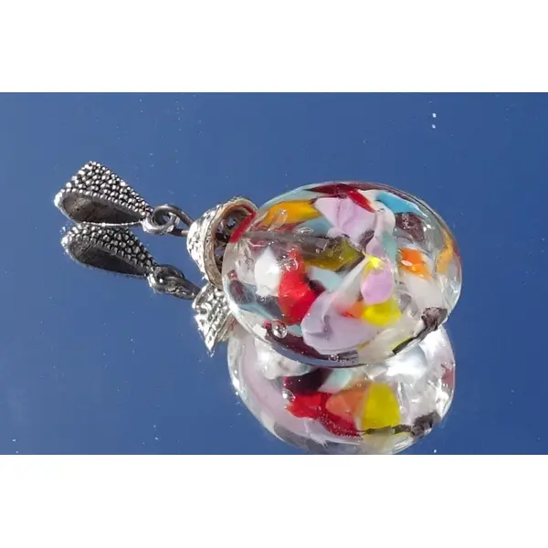 Pendentif perle d'art, lampwork,murano, verre filé cl.1147