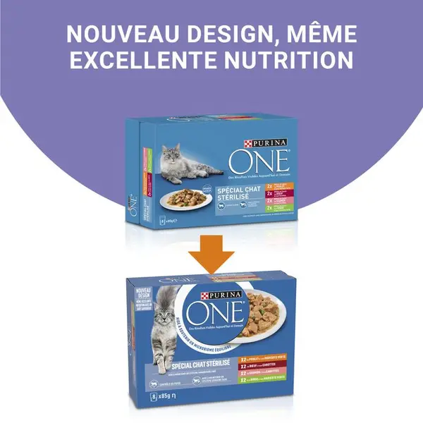 Sachet Purina One Spécial Chat Stérilisé : 8x85gr