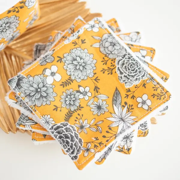 Coton lavable et réutilisable mustard