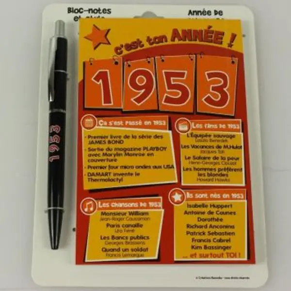 Bloc-notes et Stylo Année de naissance 1985