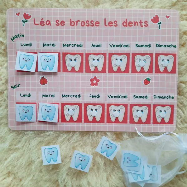 Je me brosse les dents ! tableau de motivation au brossage des dents pour les enfants personnalisable