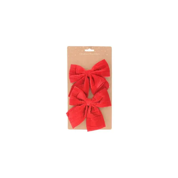 2 Noeuds rouges en velours 12cm