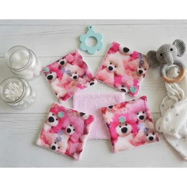 Boite de 6 lingettes bébé coton imprimé 3d motifs chiens