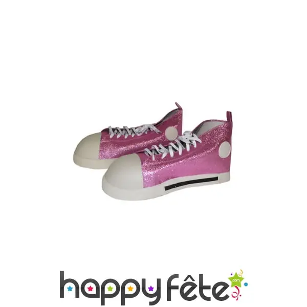 Chaussures de clown rose pailleté