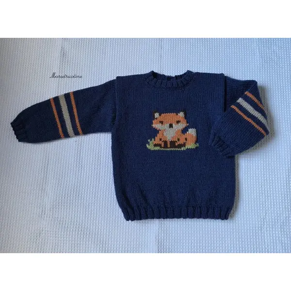 Pull bébé 18 mois tricoté main en laine bergère de france