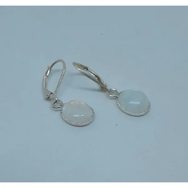 Boucles d'oreille dormeuses argent 925 et pierre de lune création unique