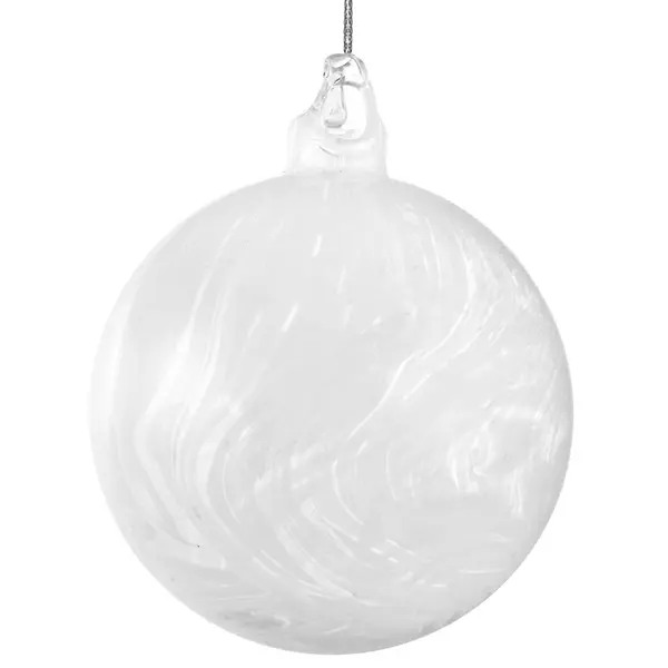 Boule en verre marbrée blanche