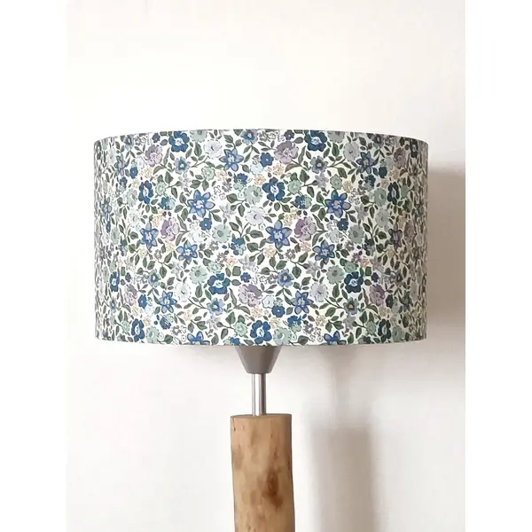 Abat-jour liberty fleurs bleues – suspension florale élégante, déco cottage, campagne chic & maison de charme