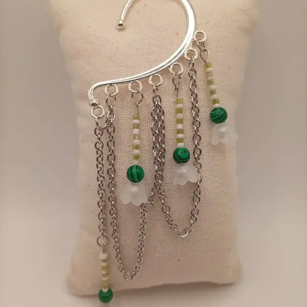 Tour d'oreille "fleur lotus vert" fantasy