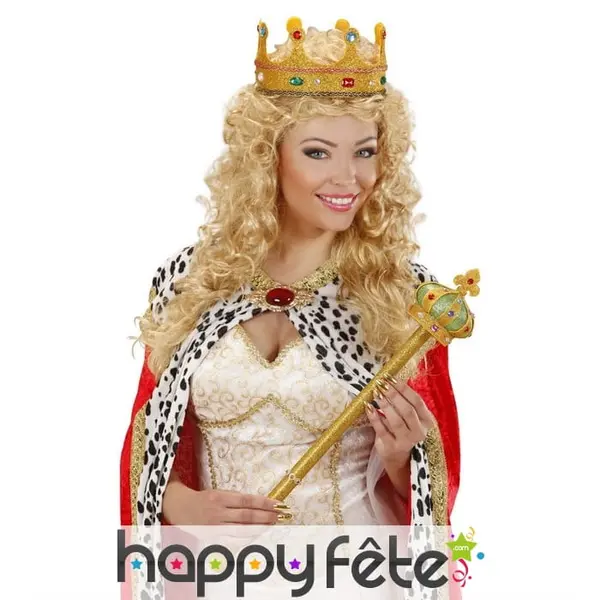 Sceptre royal doré surmonté d'une couronne