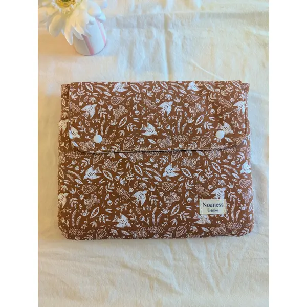 Pochette pour tablette ou ipad 11 pouces en tissu - housse avec poche zippée - cadeau femme