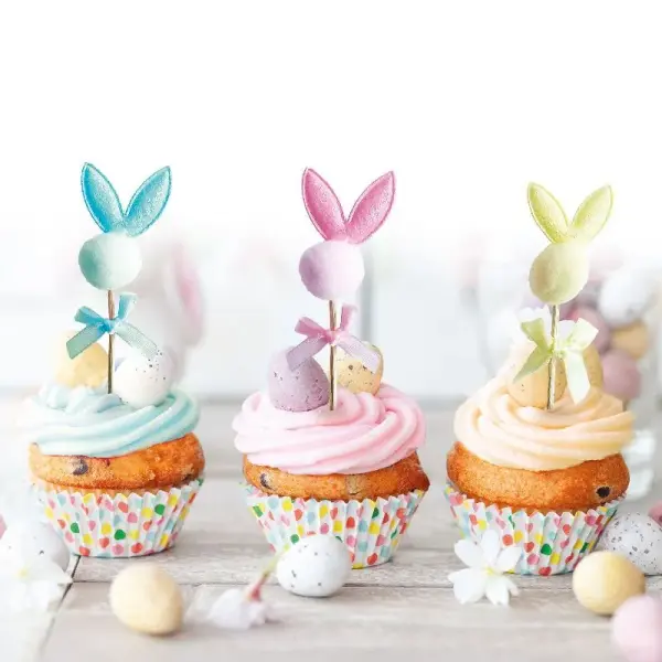 Têtes de lapins pastel assorties sur pique (x3)