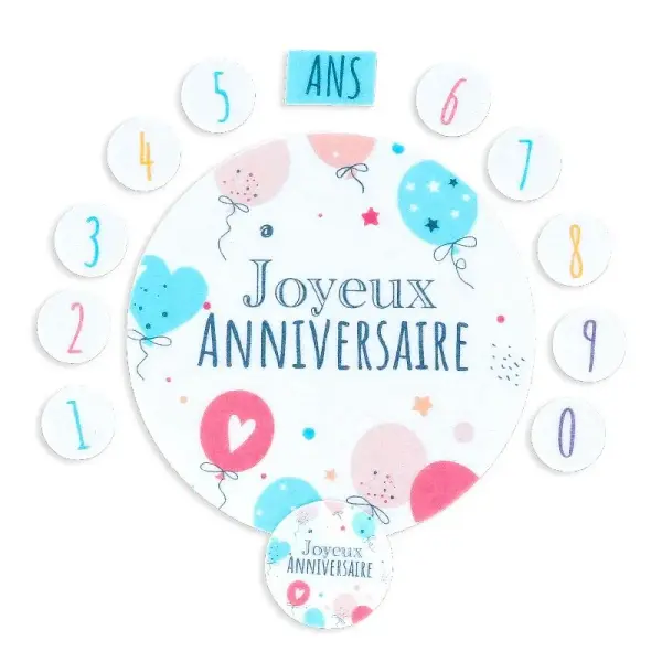 Décors en azyme assortis thème anniversaire n°2
