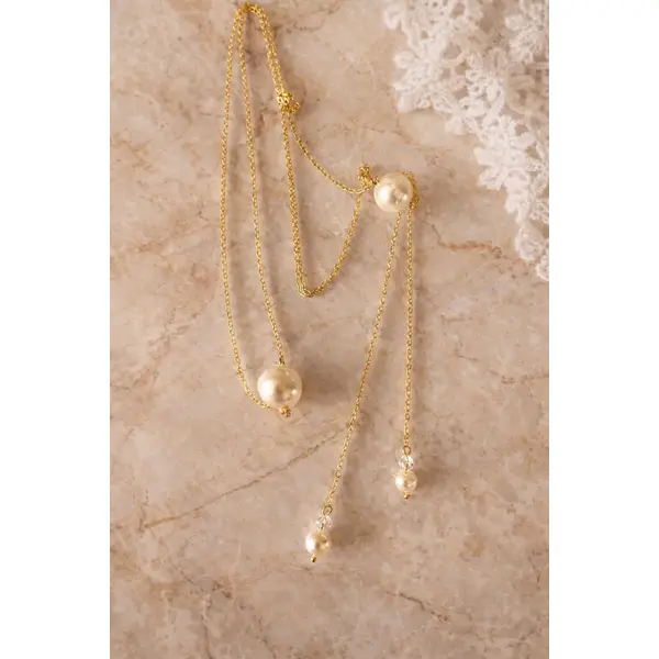 Collier de dos mariée perles swarovski – bijou mariage doré élégant pour robe dos nu | altair
