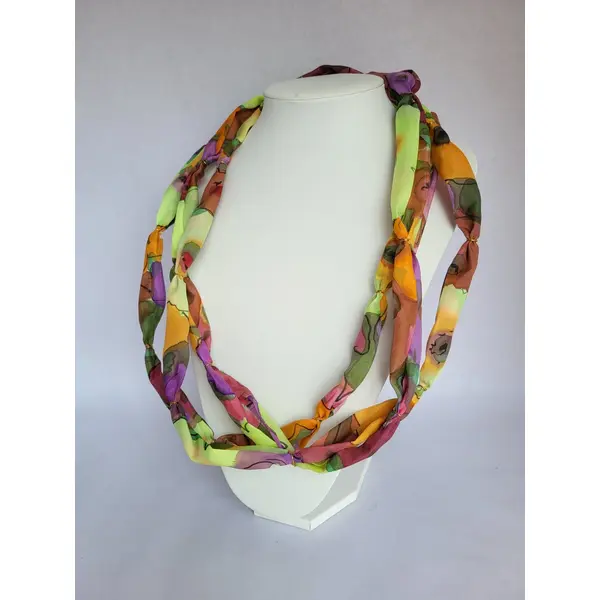 Collier en soie fleuri, collier multirangs