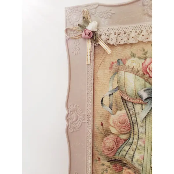 Tableau shabby " corset raffiné " création - au grenier cosy -