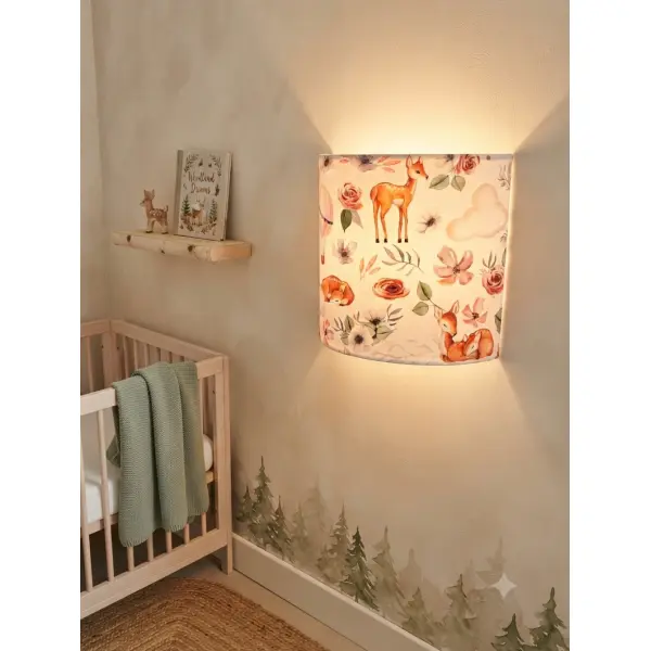 Applique murale bébé biches faon montgolfières – lampe chambre enfant – déco forêt poétique – cadeau naissance baptême
