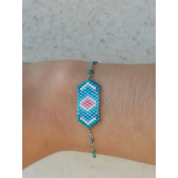 Bracelet fin et géométrique "goutte boréale" en perles miyuki