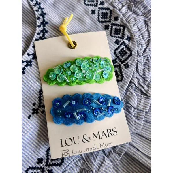 2 barrettes bébé brodées à la main ,accessoires cheveux fille – cadeau naissance