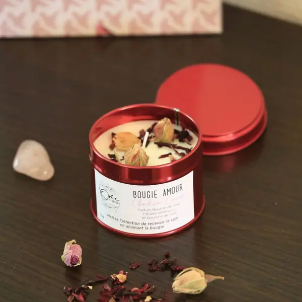 Bougie chakra coeur – amour de soi - bois de rose
