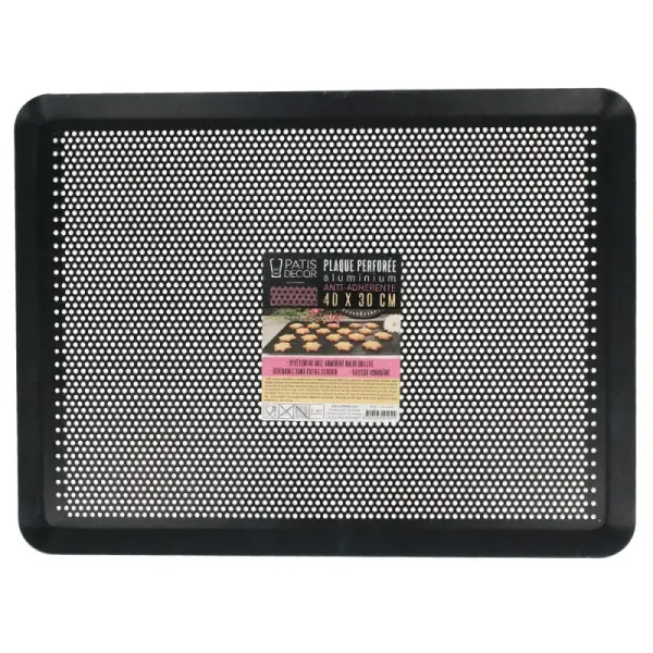 Plaque à pâtisserie plate perforée anti-adhérente - 40 x 30 cm