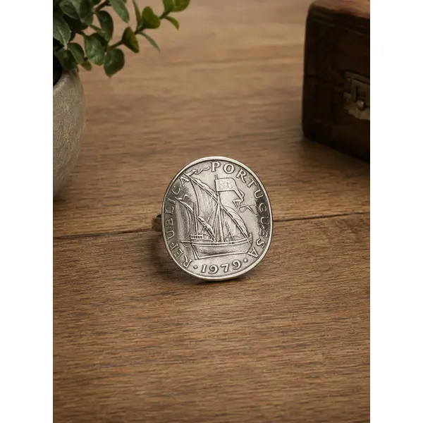 Bague pièce de monnaie 5 escudos portugal