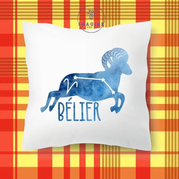 Taie personnalisée - lit - sommeil - sublimation - impression infusible ink - signe du bélier - astrologie - galaxie - horoscope