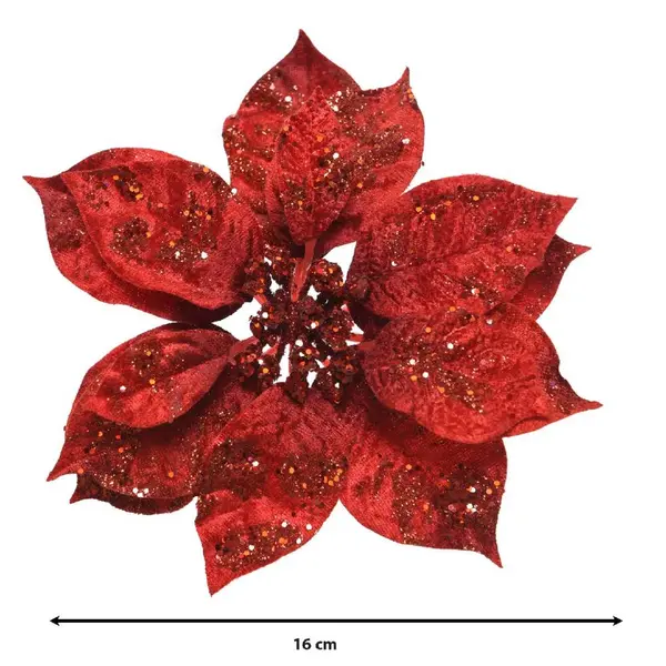 Rose de Noël rouge à clip