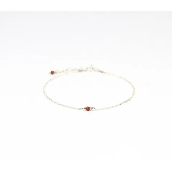 Bracelet très fin en argent 925 et jaspe rouge - bracelet minimaliste en argent 925 ou en or - bijoux en pierres fines naturelles